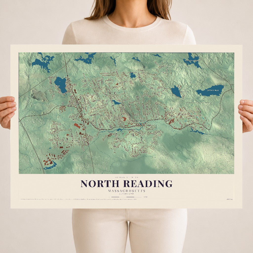 North Reading, Massachusetts map print - 18 x 24 archival matte print