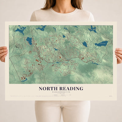 North Reading, Massachusetts map print - 18 x 24 archival matte print