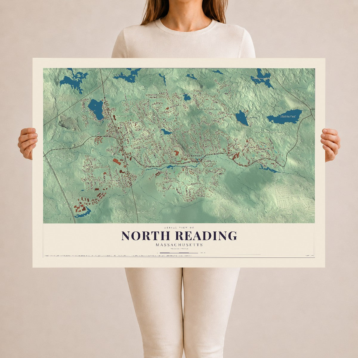 North Reading, Massachusetts map print - 24 x 36 archival matte print
