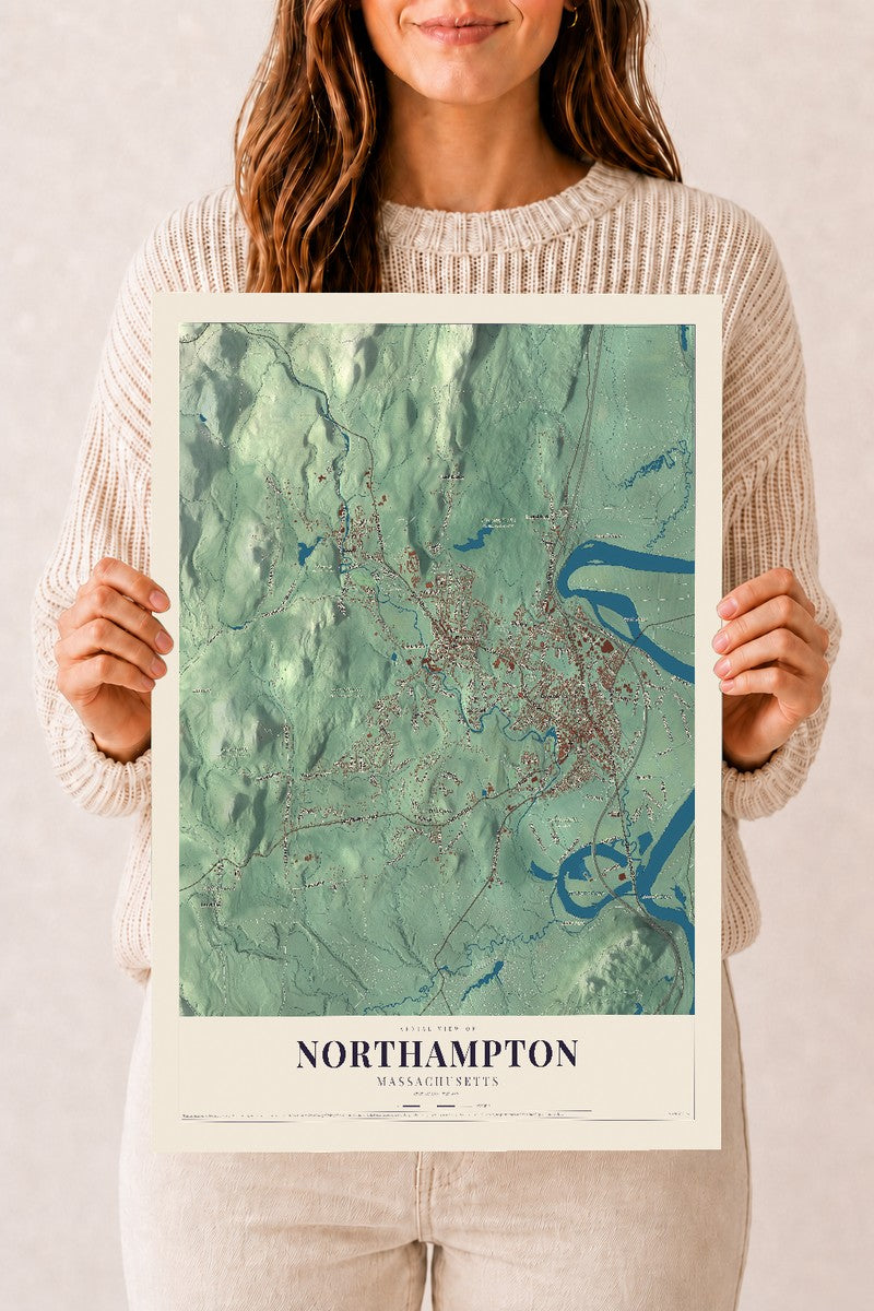 Northampton, Massachusetts map print - 12 x 18 archival matte print