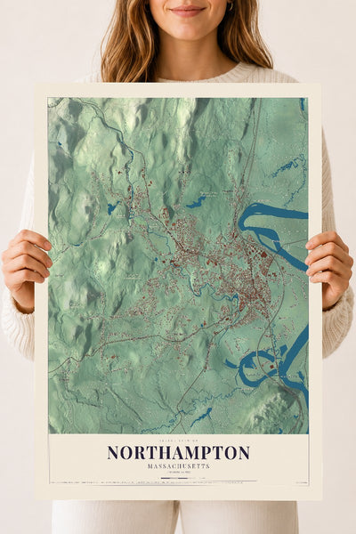 Northampton, Massachusetts map print - 18 x 24 archival matte print