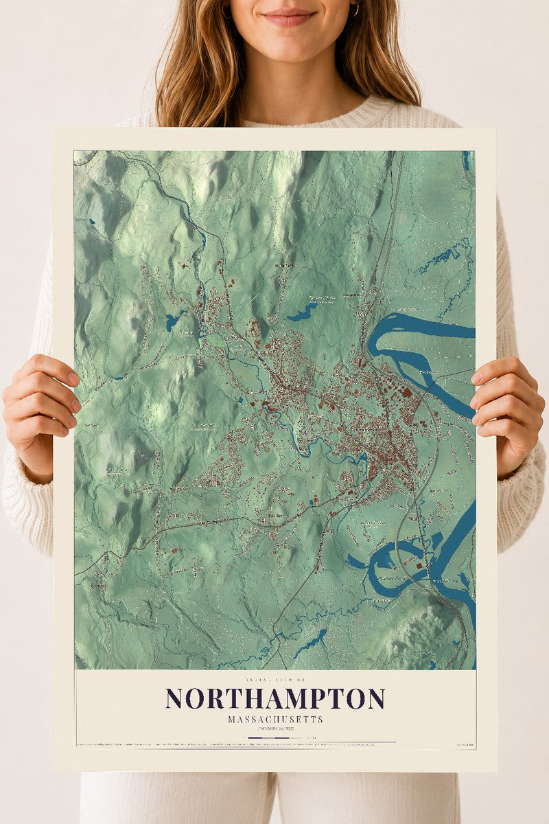 Northampton, Massachusetts map print - 18 x 24 archival matte print