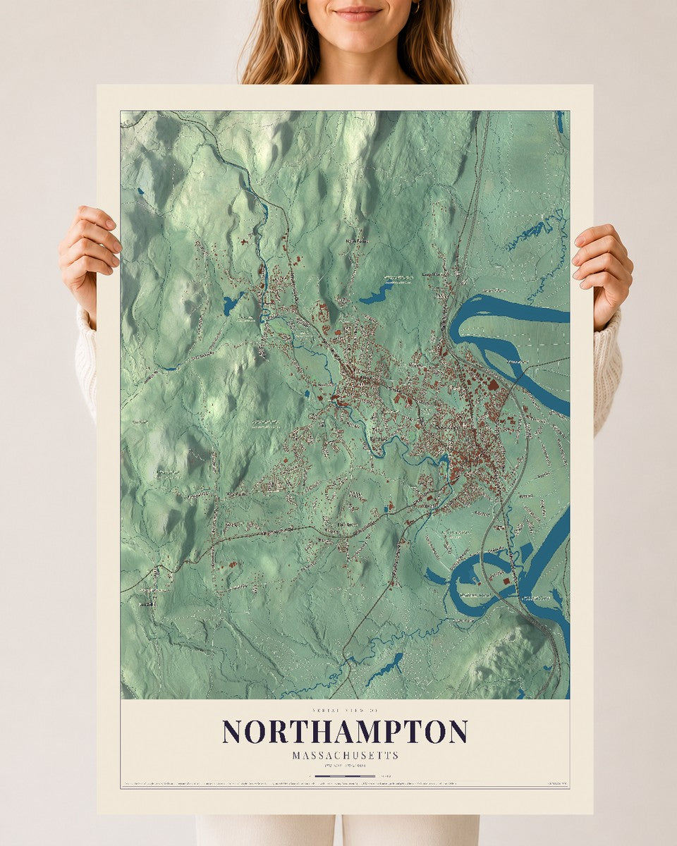 Northampton, Massachusetts map print - 24 x 36 archival matte print