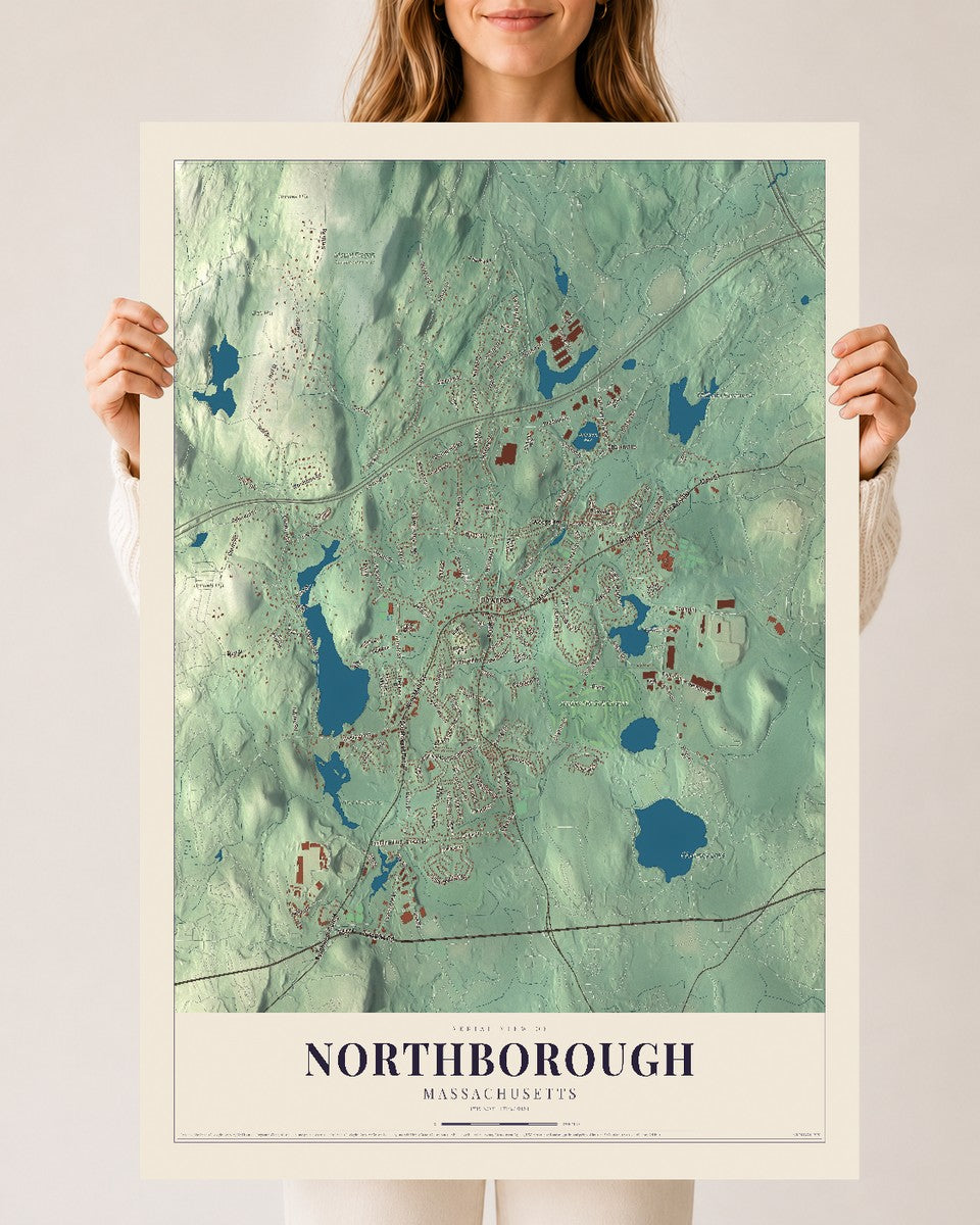 Northborough, Massachusetts map print - 24 x 36 archival matte print
