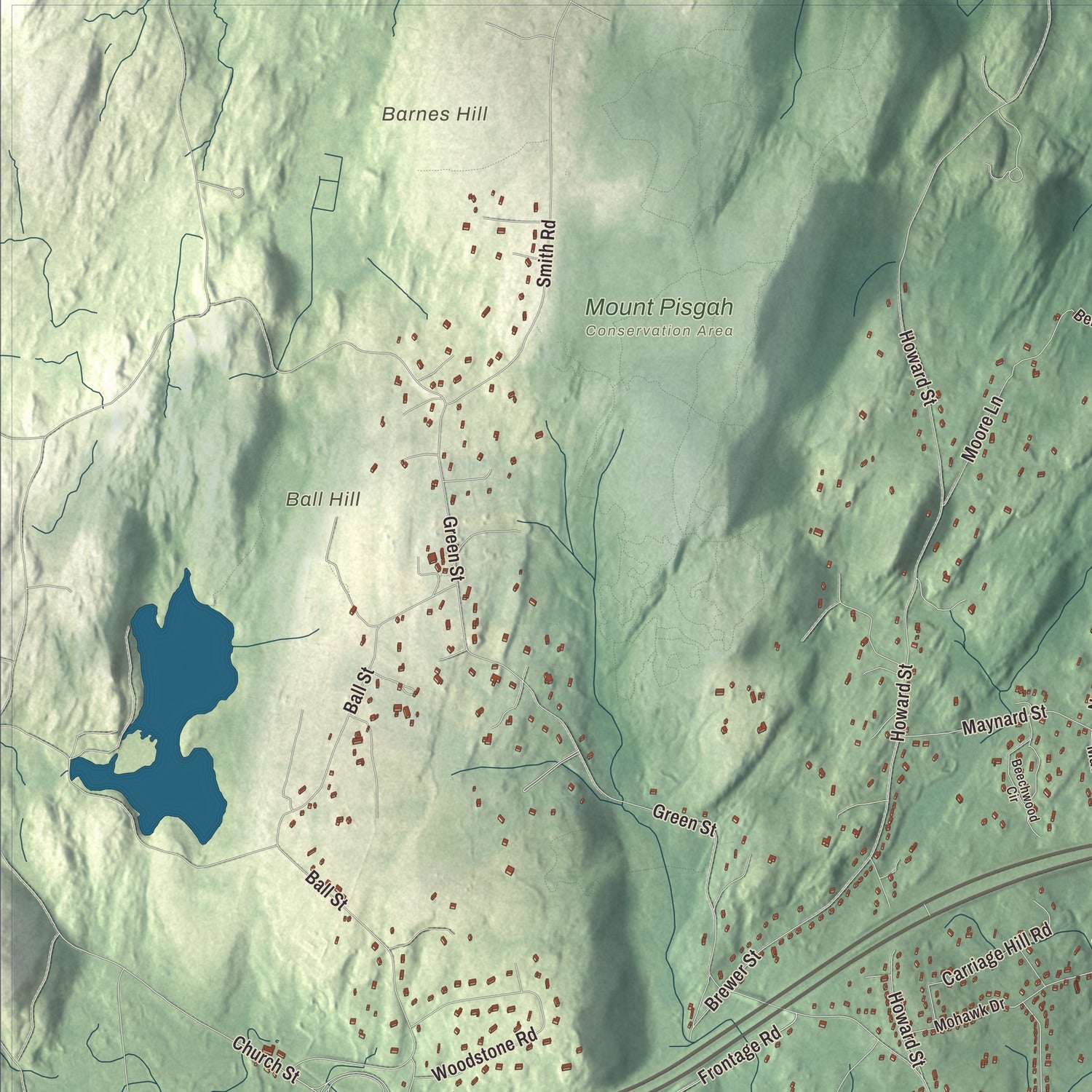 Terrain and local geography detail from the Northborough, Massachusetts map