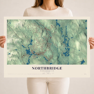Northbridge, Massachusetts map print - 18 x 24 archival matte print