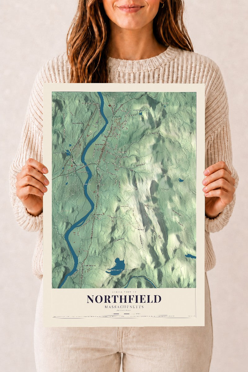 Northfield, Massachusetts map print - 12 x 18 archival matte print