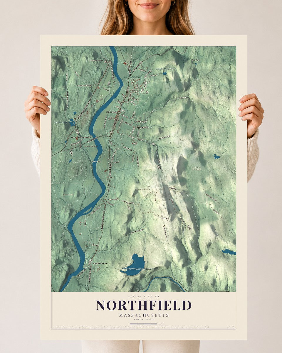 Northfield, Massachusetts map print - 24 x 36 archival matte print