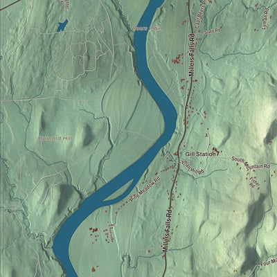 Terrain and local geography detail from the Northfield, Massachusetts map