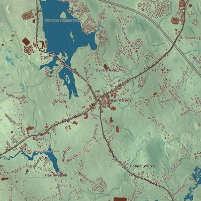 Street and neighborhood detail from the Norton, Massachusetts map