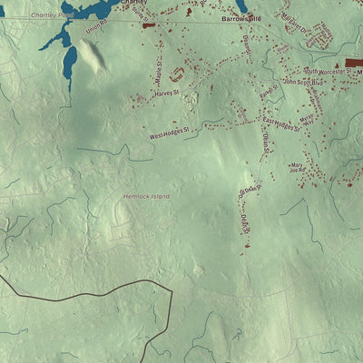 Terrain and local geography detail from the Norton, Massachusetts map
