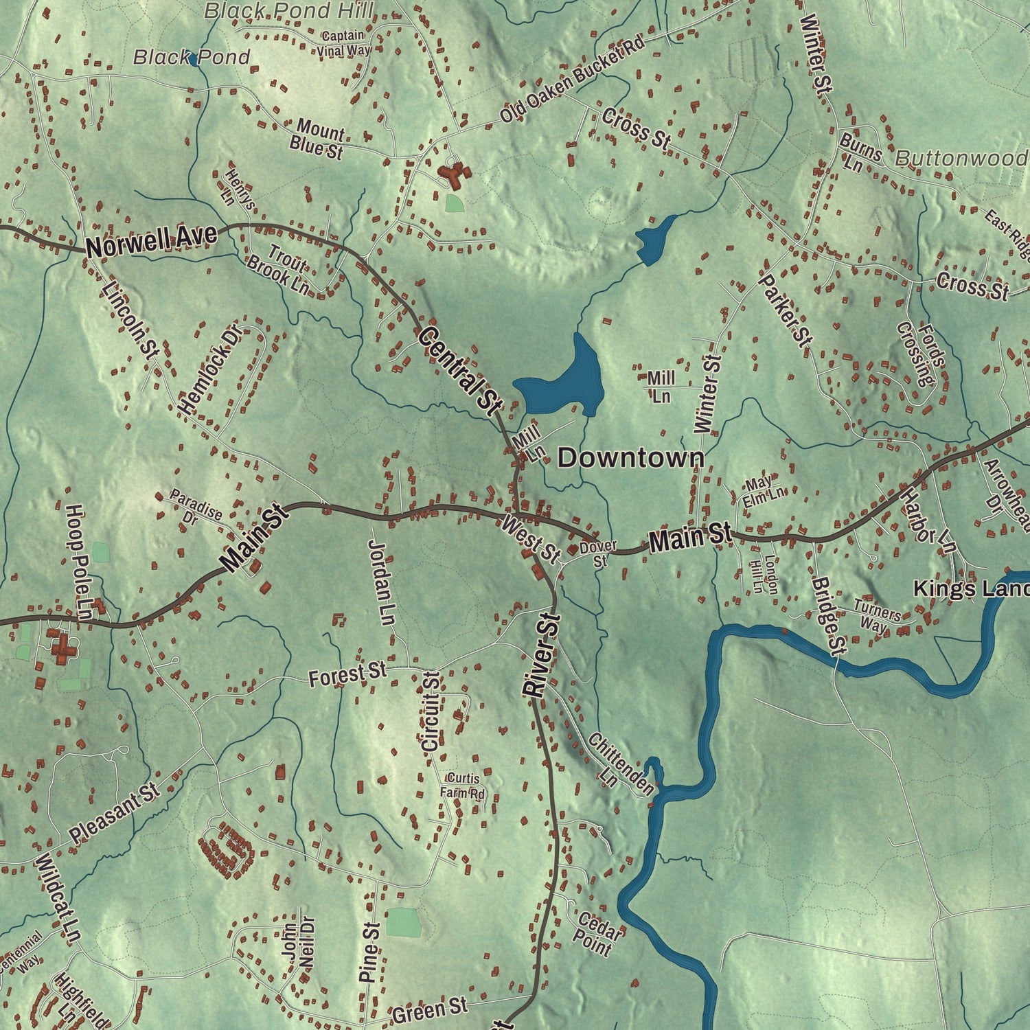 Street and neighborhood detail from the Norwell, Massachusetts map