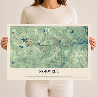 Norwell, Massachusetts map print - 12 x 18 archival matte print