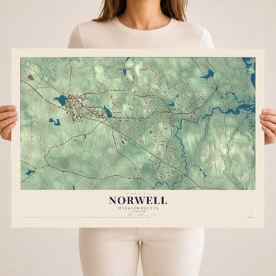 Norwell, Massachusetts map print - 18 x 24 archival matte print