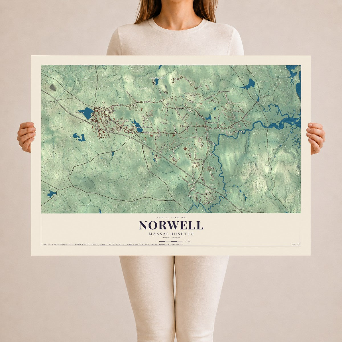 Norwell, Massachusetts map print - 24 x 36 archival matte print