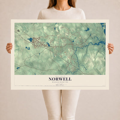 Norwell, Massachusetts map print - 24 x 36 archival matte print