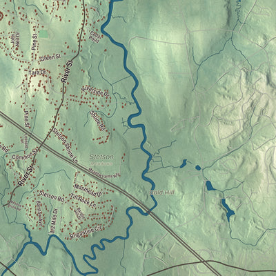Terrain and local geography detail from the Norwell, Massachusetts map