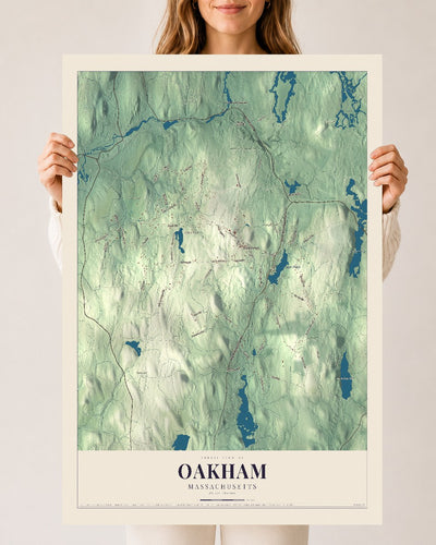 Oakham, Massachusetts map print - 24 x 36 archival matte print