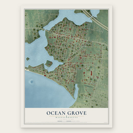 Ocean Grove, Massachusetts map print, the full design