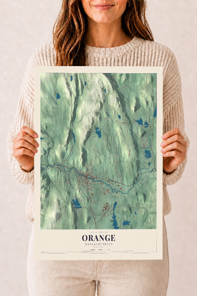 Orange, Massachusetts map print - 12 x 18 archival matte print