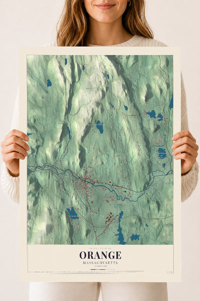 Orange, Massachusetts map print - 18 x 24 archival matte print
