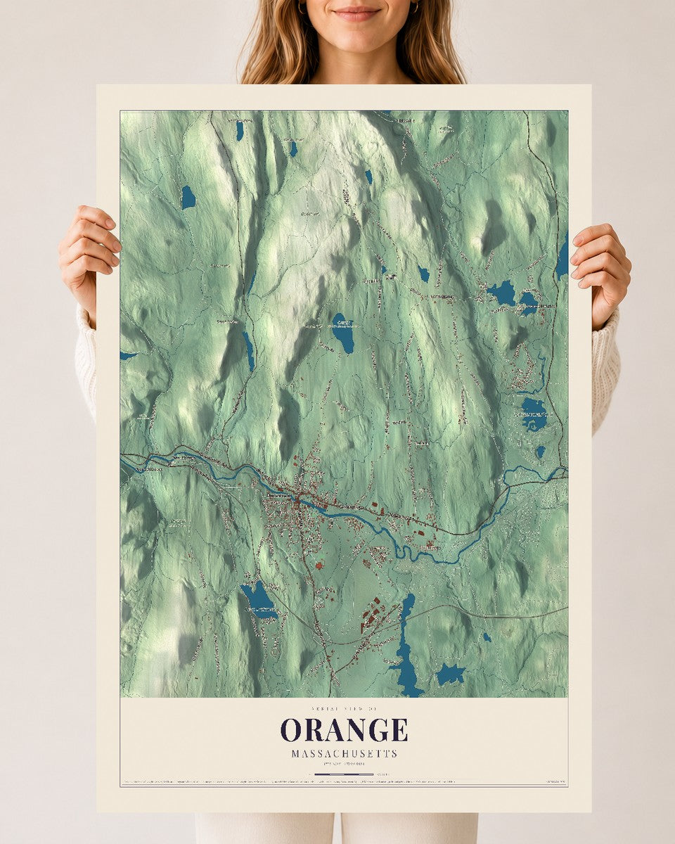 Orange, Massachusetts map print - 24 x 36 archival matte print