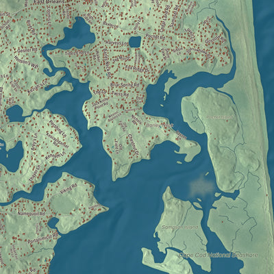 Terrain and local geography detail from the Orleans, Massachusetts map