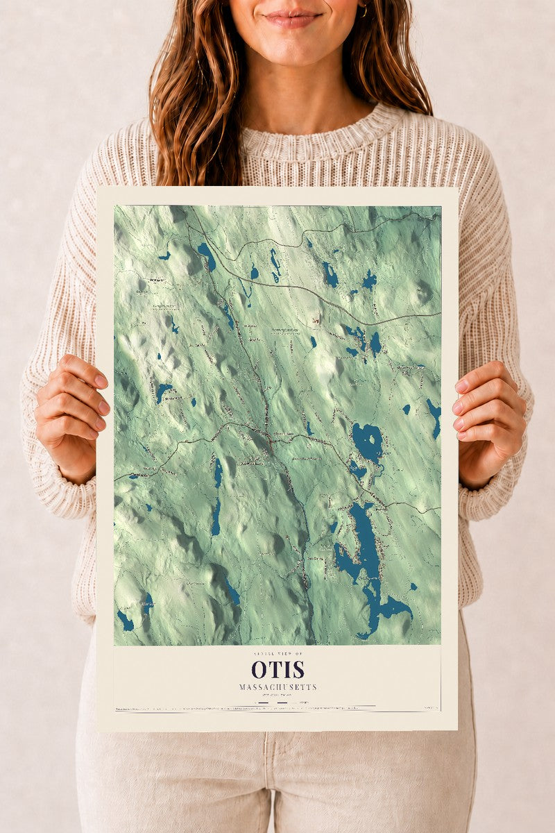 Otis, Massachusetts map print - 12 x 18 archival matte print