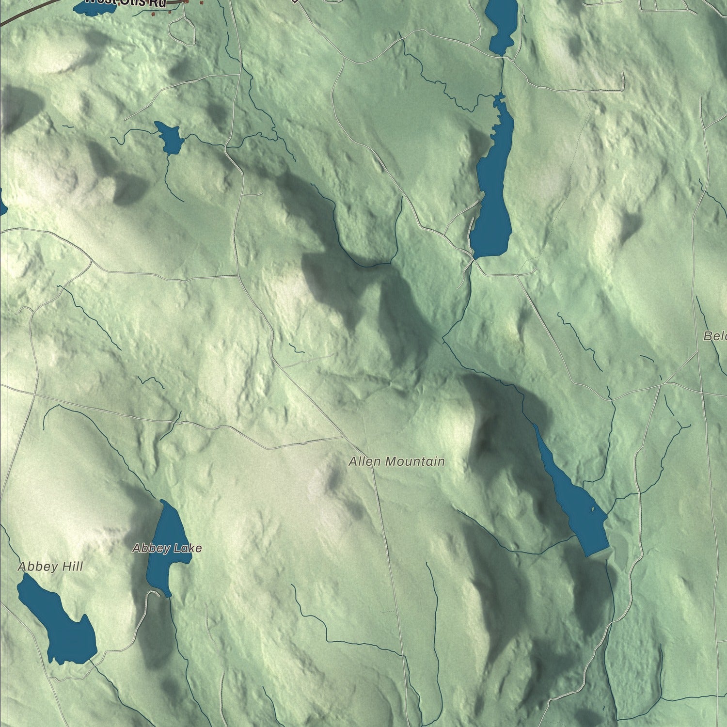Terrain and local geography detail from the Otis, Massachusetts map