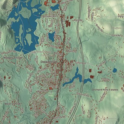 Street and neighborhood detail from the Oxford, Massachusetts map