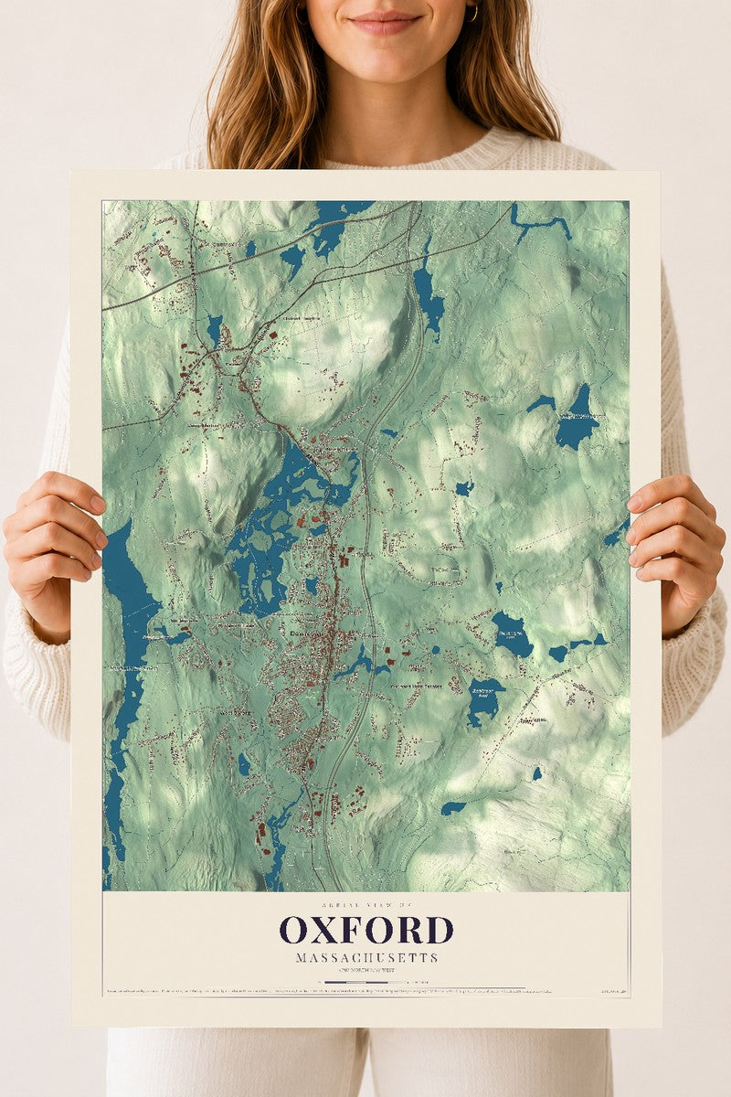 Oxford, Massachusetts map print - 18 x 24 archival matte print