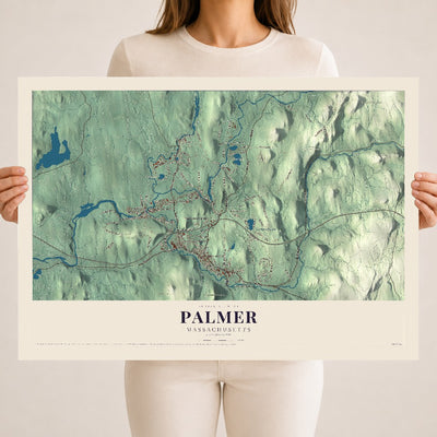 Palmer, Massachusetts map print - 18 x 24 archival matte print