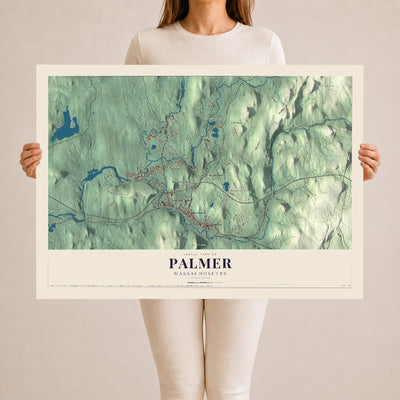 Palmer, Massachusetts map print - 24 x 36 archival matte print