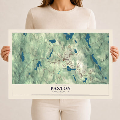 Paxton, Massachusetts map print - 12 x 18 archival matte print