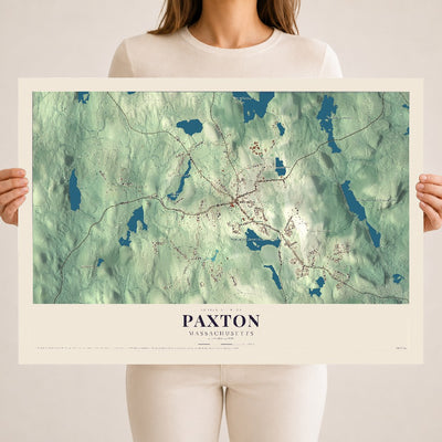 Paxton, Massachusetts map print - 18 x 24 archival matte print
