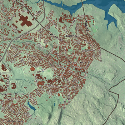Street and neighborhood detail from the Peabody, Massachusetts map