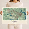Map of Peabody, Massachusetts, 12 x 18 inch unframed archival matte print