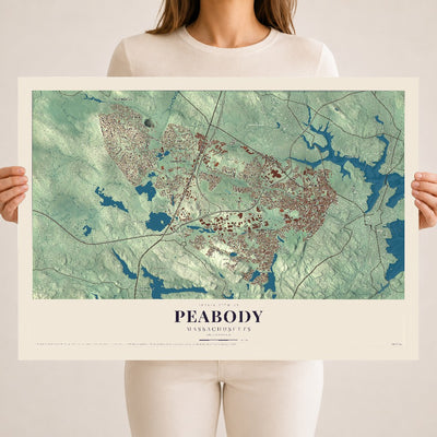 Peabody, Massachusetts map print - 18 x 24 archival matte print