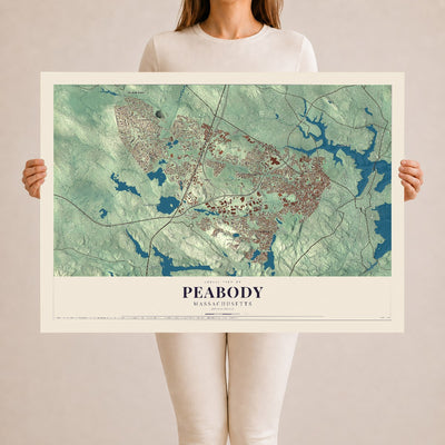 Peabody, Massachusetts map print - 24 x 36 archival matte print