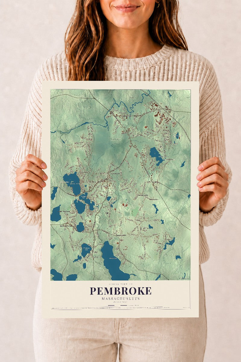 Pembroke, Massachusetts map print - 12 x 18 archival matte print