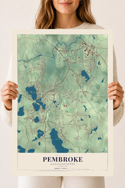 Pembroke, Massachusetts map print - 18 x 24 archival matte print