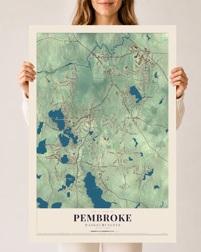 Pembroke, Massachusetts map print - 24 x 36 archival matte print