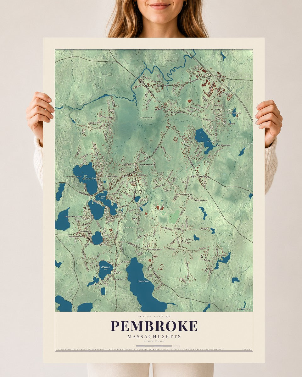 Pembroke, Massachusetts map print - 24 x 36 archival matte print