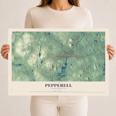 Pepperell, Massachusetts map print - 12 x 18 archival matte print