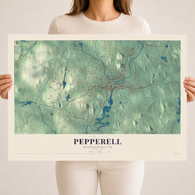 Pepperell, Massachusetts map print - 18 x 24 archival matte print