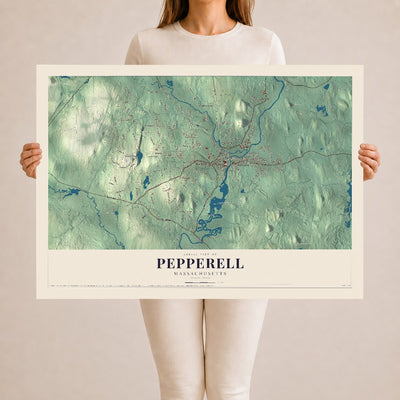 Pepperell, Massachusetts map print - 24 x 36 archival matte print