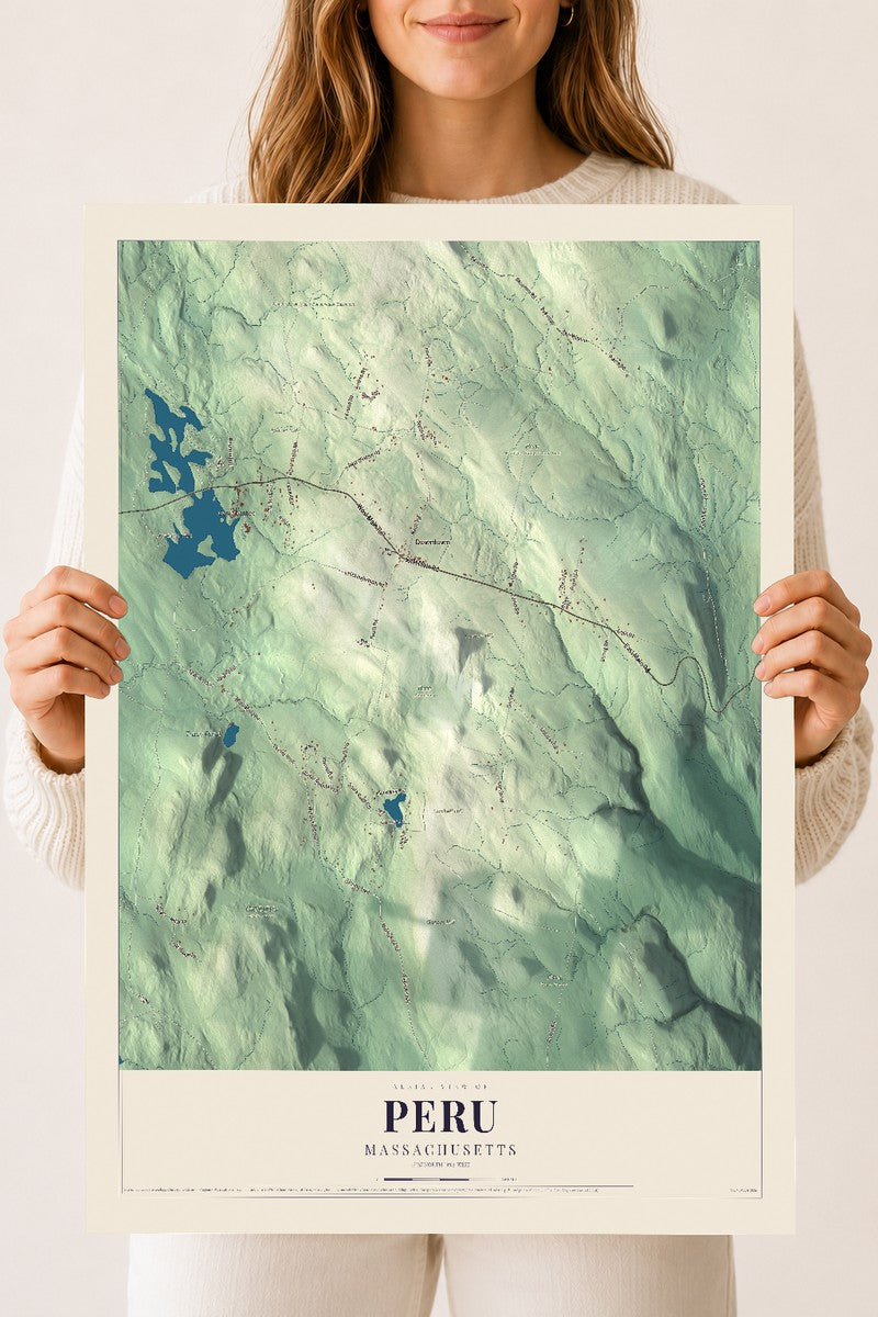 Peru, Massachusetts map print - 18 x 24 archival matte print