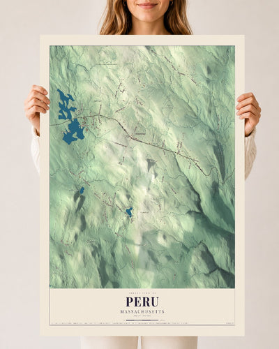 Peru, Massachusetts map print - 24 x 36 archival matte print