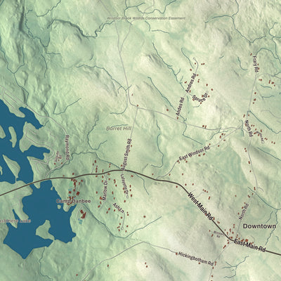 Terrain and local geography detail from the Peru, Massachusetts map