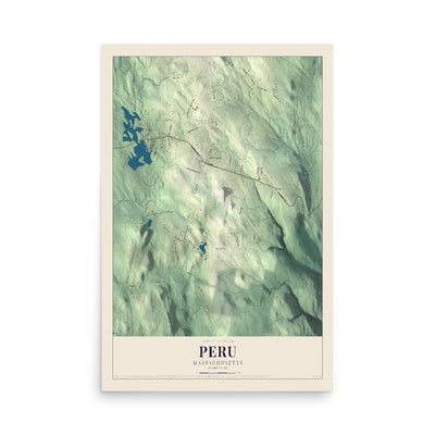Map of Peru, Massachusetts, 12 x 18 inch unframed archival matte print